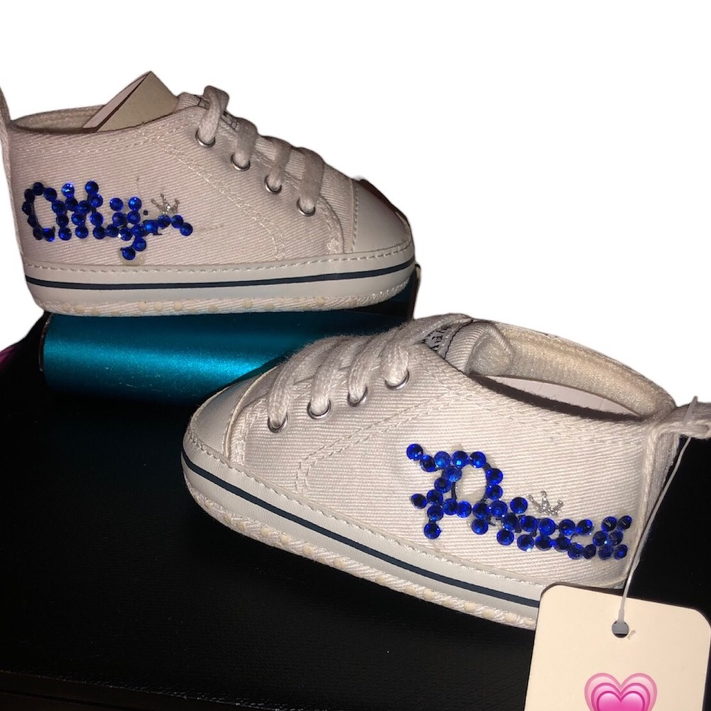 Newborn Christening Baptism Baby Boy Custom Bling Soft Shoes